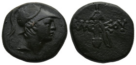 PONTOS. Amisos. (Circa 111-105 BC or 95-90 BC)
AE Bronze (20,2mm 7,8g)
Obv: Helmeted head of Ares right.
Rev: AMI - ΣOV. Sword in sheath.
SNG BM B...