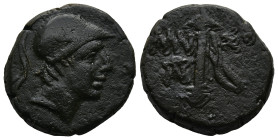 PONTOS. Amisos. (Circa 111-105 or 95-90 BC). Struck under Mithradates VI Eupator
AE Bronze (20,2mm 8,4g)
Obv: Helmeted head of Ares right.
Rev: AMI...
