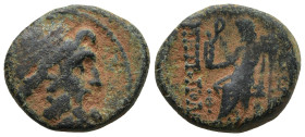 SELEUCIS and PIERIA. Antioch. (1st century BC)
AE Bronze (20,4mm 7,3g)
Obv: Laureate head of Zeus right.
Rev: Zeus Nikephoros seated left; Φ in lef...