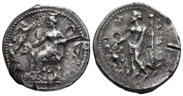 CILICIA. Nagidos. (Circa 360-333 BC)
AR Stater (24,5mm 10,1g)
Obv: Aphrodite seated left, holding phiale; to left, Nike flying right, crowning her w...