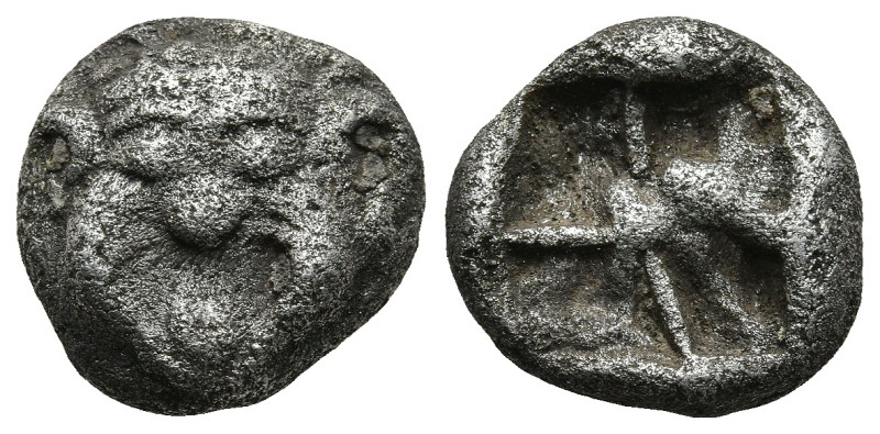 MYSIA. Parion. (550-520 BC)
AR Drachm (13,8mm 3,5g)
Obv: Facing head of gorgon...
