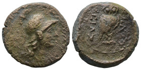 MYSIA. Pergamon (Circa 133-27 BC)
AE Bronze (19,4mm 5,2g)
Obv: Helmeted head of Athena right within wreath
Rev: AΘHNAΣ APEIAΣ. Owl standing right, ...