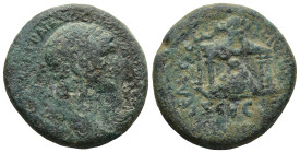 SELEUCIS and PIERIA. Seleucia Pieria. Trajan (AD 98-117).
AE Bronze (24,9mm 12,4g)
Obv: Laureate head right
Rev: Sacred stone of Zeus Kasios with f...