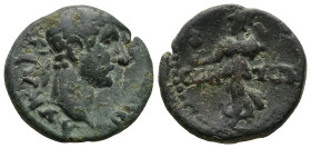 PAMPHYLIA. Side. Hadrian (AD 117-138)
AE Bronze (20,5mm 4,5g)
Obv: Laureate head of Hadrian right
Rev: ϹΙΔΗ-ΤωΝ. Athena advancing left, holding pom...