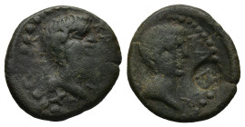 TROAS. Skepsis. Gaius & Lucius, Caesars (20 BC-AD 4 and 17 BC-AD 2)
AE Bronze (14,3mm 1,9g)
Obv: ΛΕΥ ΚΑΙΣΑΡ ΣΚΗ Bare head of Lucius Caesar to right....