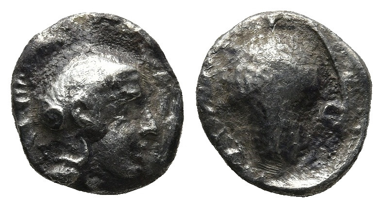 CILICIA. Soloi. (Circa 410-375 BC)
AR Obol (8,9mm 0,6g)
Obv: Head of Athena to...