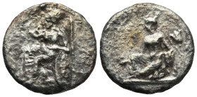 CILICIA. Tarsos. (Circa 400-380 BC)
AR Stater (22,3mm 7,2g)
Obv: Athena seated left on a stack of rocks, spear in right hand, left arm resting on sh...