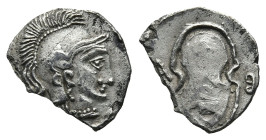 CILICIA. Tarsos. Balakros, satrap of Cilicia (333-323 BC)
AR Obol (10,1mm 0,4g)
Obv: Head of Athena to right, wearing crested Attic helmet.
Rev: B ...