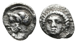 CILICIA. Tarsos. Pharnabazos, Persian military commander (380-374/3 BC)
AR Obol (8,1mm 0,5g)
Obv: Female head facing slightly left; dolphins flankin...
