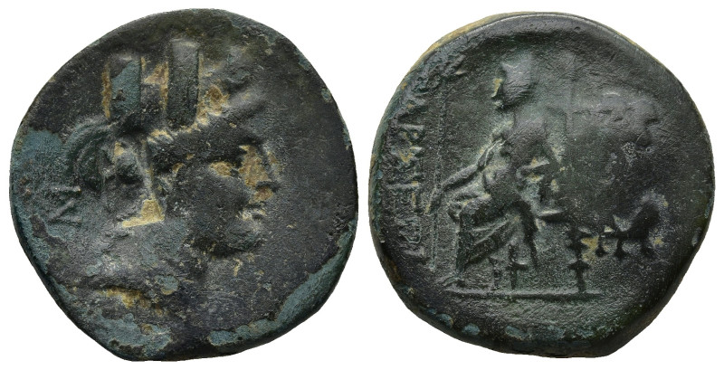 CILICIA. Tarsos. (Circa 164-27 BC)
AE Bronze (21,6mm 6,6g)
Obv: Turreted, veil...
