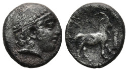THRACE. Ainos. (Circa 431-429 BC)
AR Tetrobol (12,9mm 2,4g)
Obv: Head of Hermes right, wearing petasos
Rev: Goat standing right; labyrs to right; a...