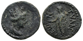 CAPPADOCIA. Tyana. Pseudo-autonomous time of Trajan (AD 98-117)
AE Bronze (19,1mm 4,8g)
Obv: Turreted and draped bust of City-goddess, right
Rev: Τ...
