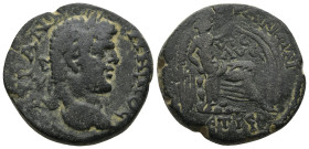 CAPPADOCIA. Tyana. Caracalla (AD 198-217)
AE Bronze (27,6mm 16,1g)
Obv: Μ ΑΥΡ ΑΝΤΩΝΙΝΟϹ. Laureate head of Caracalla, right
Rev: ΑΝΤ ΚΟΛΩΝ ΤΥΑΝΩΝ ΕΤ...