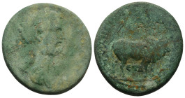 CAPPADOCIA. Tyana. Septimius Severus (AD 193-211)
AE Bronze (27,4mm 13,5g)
Obv: Laureate head of Septimius Severus, right
Rev: Bull, right
RPC V.3...