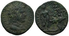 Unpublished !!!
Roman Provincial.
Caracalla, Metropolis, Ionia.(198-217). Head of Caracalla facing right.(26,5mm 9g)
Herakles is standing and his h...