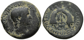 Tiberius (14-37 AD). Commagene
AE Bronze (30,7mm 14,7g)
Obv: TI CAESAR DIVI AVGVSTI F AVGVSTVS. Laureate head right.
Rev: PONT MAXIM COS III IMP VI...