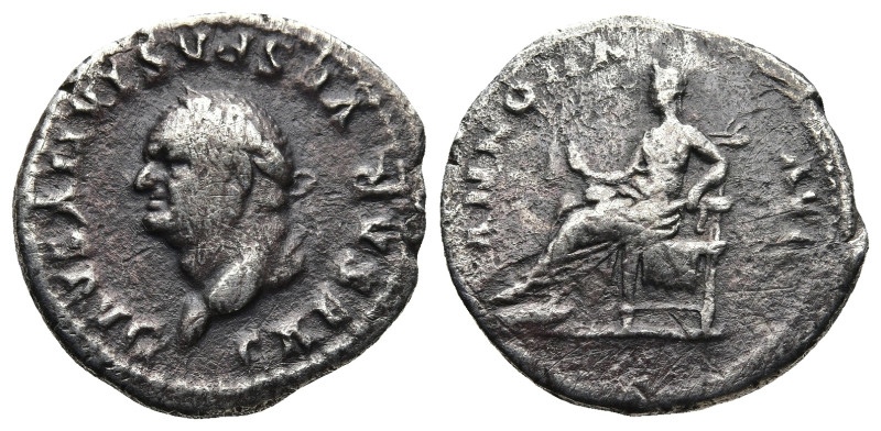 Vespasian (69-79 AD). Rome
AR Denarius (19,2mm 3g)
Obv: CAESAR VESPASIANVS AVG...