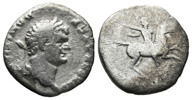 Domitian, Caesar (69-81 AD). Rome.
AR Denarius (17,4mm 2,7g)
Obv: CAESAR AVG F...