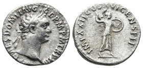 Domitian (AD 81-96). Rome
AR Denarius (18,5mm 2,8g)
Obv: IMP CAES DOMIT AVG GERM P M TR P XII. Laureate head of Domitian to right.
Rev: IMP XXII CO...