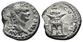 Domitian (AD 81-96). Rome
AR Denarius (16,8mm 2,5g)
Obv: IMP CAESAR DOMITIANVS AVG. Laureate head of Domitian to right.
Rev: TR P COS VII. Tripod w...