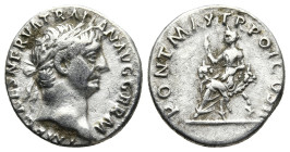 Trajan (98-117 AD). Rome.
AR Denarius (16,6mm 2,8g)
Obv: IMP CAES NERVA TRAIAN AVG GERM. Laureate head right.
Rev: PONT MAX TR POT COS II. Justitia...