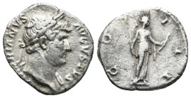 Hadrian (117-138 AD). Rome
AR Denarius (18mm 2,9g)
Obv: HADRIANVS AVGVSTVS. Laureate head of Hadrian to right, with slight drapery on his left shoul...