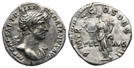 Hadrian (AD 117-138). Rome
AR Denarius (18,6mm 3,2g)
Obv: IMP CAESAR TRAIAN HADRIANVS AVG. Laureate head of Hadrian to right, with slight drapery on...