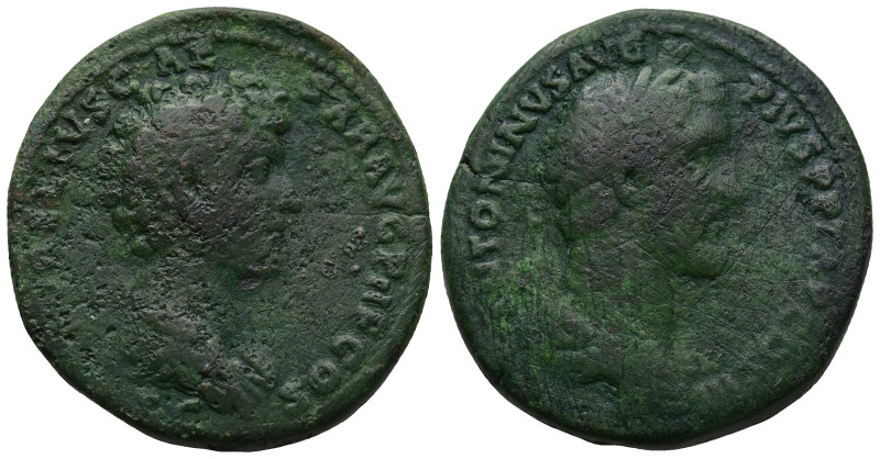 Antoninus Pius, with Marcus Aurelius as Caesar (AD 138-161). Rome
AE Sestertius...