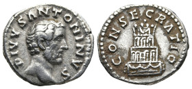 Divus Antoninus Pius (Died 161 AD). Rome. Struck under Marcus Aurelius.
AR Denarius (18,8mm 3g)
Obv: DIVVS ANTONINVS. Bare head of Divus Antoninus t...
