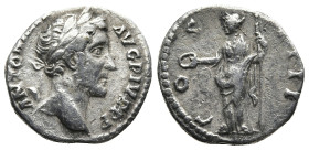 Antoninus Pius (138-161 AD). Rome
AR Denarius (17,4mm 3g)
Obv: ANTONINVS AVG PIVS P P. Laureate head of Antoninus Pius to right.
Rev: COS IIII. Con...