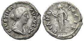 Faustina Junior, Augusta (147-175). Rome
AR Denarius (19,1mm 2,9g)
Obv: FAVSTINA AVGVSTA. Draped bust of Faustina Junior to right.
Rev: DIANA LVCIF...