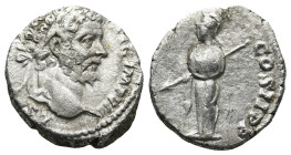 Septimius Severus (AD 193-211). Rome
AR Denarius (16,1mm 2,7g)
Obv: L SEPT SEV PERT AVG IMP VII. Laureate head to right
Rev: P M TR P III COS II P ...