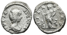 Julia Domna, Augusta (193-211 AD). Rome
AR Denarius (18,7,9mm 3,3g)
Obv: IVLIA AVGVSTA. Draped bust right.
Rev: HILARITAS. Hilaritas standing left,...
