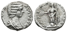 Julia Domna, Augusta (193-217 AD). Laodicea ad Mare
AR Denarius (16,1mm 2,8g)
Obv: IVLIA AVGVSTA Draped bust of Julia Domna to right.
Rev: VESTAE S...