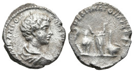 Caracalla, Caesar (196-198 AD). Rome
AR Denarius (17,5mm 2,4g)
Obv: M AVR ANTON CAES PONTIF. Bare-headed, draped and cuirassed bust of Caracalla to ...