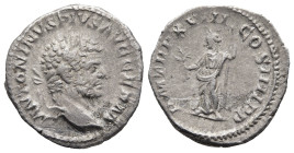 Caracalla (AD 198-217). Rome
AR Denarius (mm 3g)
Obv: ANTONINVS PIVS AVG GERM. Laureate head of Caracalla to right.
Rev: P M TR P XVIII COS IIII P ...
