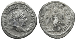 Caracalla (198-217 AD). Rome
AR Denarius (18,6mm 2g)
Obv: ANTONINVS PIVS AVG GERM. Laureate head right.
Rev: P M TR P XVIII COS IIII P P. Aesculapi...