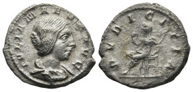 Julia Maesa, Augusta (218-224/5 AD). Rome
AR Denarius (20mm 3,2g)
Obv: IVLIA MAESA AVG Draped bust of Julia Maesa to right, her hair bound in a bun ...