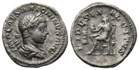 Elagabalus (218-222 AD). Rome
AR Denarius (19,4mm 3,4g)
Obv: IMP CAES ANTONINVS AVG. Laureate and draped bust of Elagabalus to right, seen from behi...