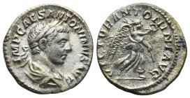 Elagabalus (AD 218-222). Rome
AR Denarius (18,5mm 2,7g
Obv: IMP CAES ANTONINVS AVG. Laureate and draped bust of Elagabalus to right, seen from behin...