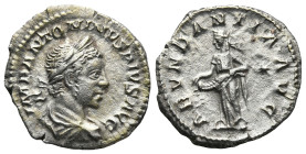 Elagabalus (218-222 AD). Rome
AR Denarius (19mm 2,6g)
Obv: IMP ANTONINVS AVG Laureate, draped and cuirassed bust of Elagabalus to right, seen from b...