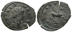 Gallienus (AD 253-268). Rome
Antoninianus (24,3mm 2,9g)
Obv: GALLIENVS AVG. Radiate head right.
Rev: SOLI CONS AVG / A. Pegasus flying right.
MIR ...