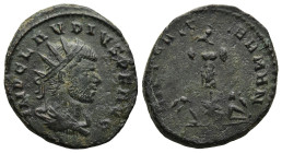 Claudius II Gothicus (268-270 AD). Kyzikos
AE Antoninianus (19,6mm 4,1g)
Obv: IMP CLAVDIVS P F AVG Radiate, draped and cuirassed bust right
Rev: VI...
