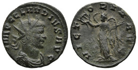 Claudius II Gothicus (268-270 AD). Rome
AE Antoninianus (19,9mm 2,9g)
Obv: IMP CLAVDIVS P F AVG Radiate, draped and cuirassed bust right
Rev: VICTO...