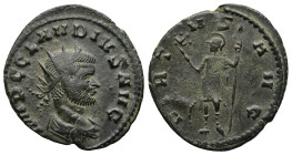 Claudius II Gothicus (268-270 AD). Rome
AE Antoninianus (21,3mm 3,3g)
Obv: IMP CLAVDIVS P F AVG Radiate, draped and cuirassed bust right
Rev: VIRTV...