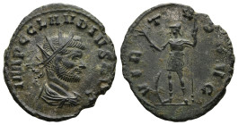 Claudius II Gothicus (268-270). Rome.
Antoninianus (21,2mm 3,6g)
Obv: IMP C CLAVDIVS AVG. Radiate and cuirassed bust right.
Rev: VIRTVS AVG. Virtus...