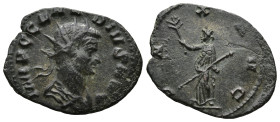 Claudius II Gothicus (AD 268-270). Rome
Antoninianus (22,1mm 2,6g)
Obv: IMP C CLAVDIVS AVG. Radiate, draped and cuirassed bust right.
Rev: PAX AVG....