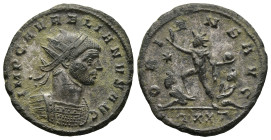 Aurelian (AD 270-275). Ticinum
Antoninianus (22,4mm 3,6g)
Obv: IMP C AVRELIANVS AVG. Bust of Aurelian, radiate, cuirassed, right.
Rev: SOLI INVICTO...