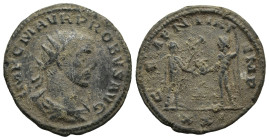 Probus (AD 276-282). Antioch
Antoninianus (22,2mm 4g)
Obv: IMP C M AVR PROBVS AVG Radiate, draped and cuirassed bust right.
Rev. CLEMENTIA TEMP / X...