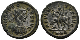 Probus (276-282 AD). Rome
Antoninianus (21,5mm 3,4g)
Obv: IMP PROBVS P F AVG. Radiate and cuirassed bust to right
Rev: ADVENTVS AVG. Emperor on hor...